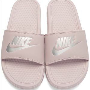 blush nike slides